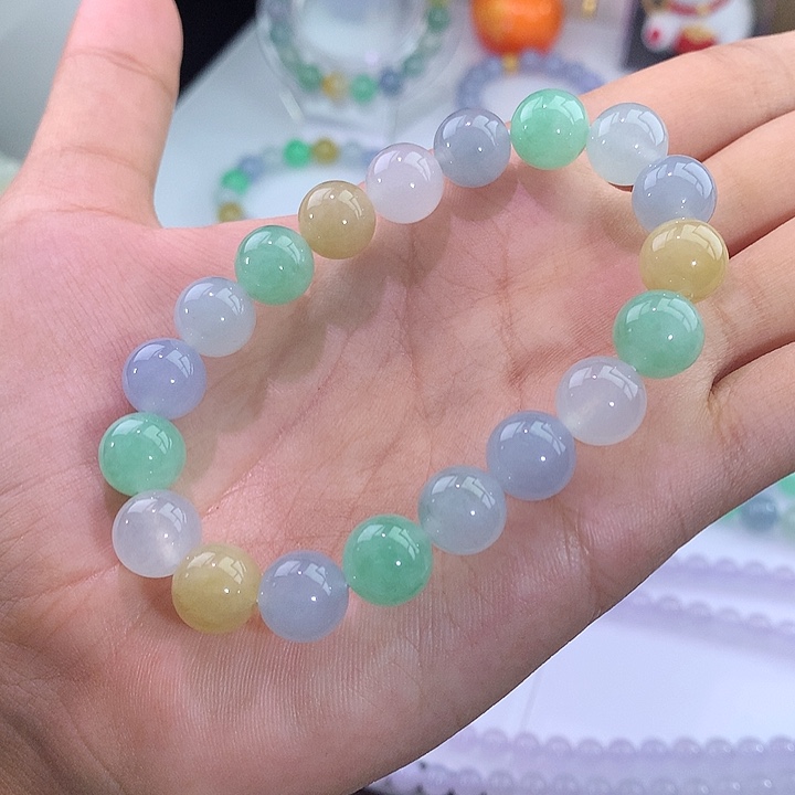 翡翠未镶嵌手链冰多宝手串