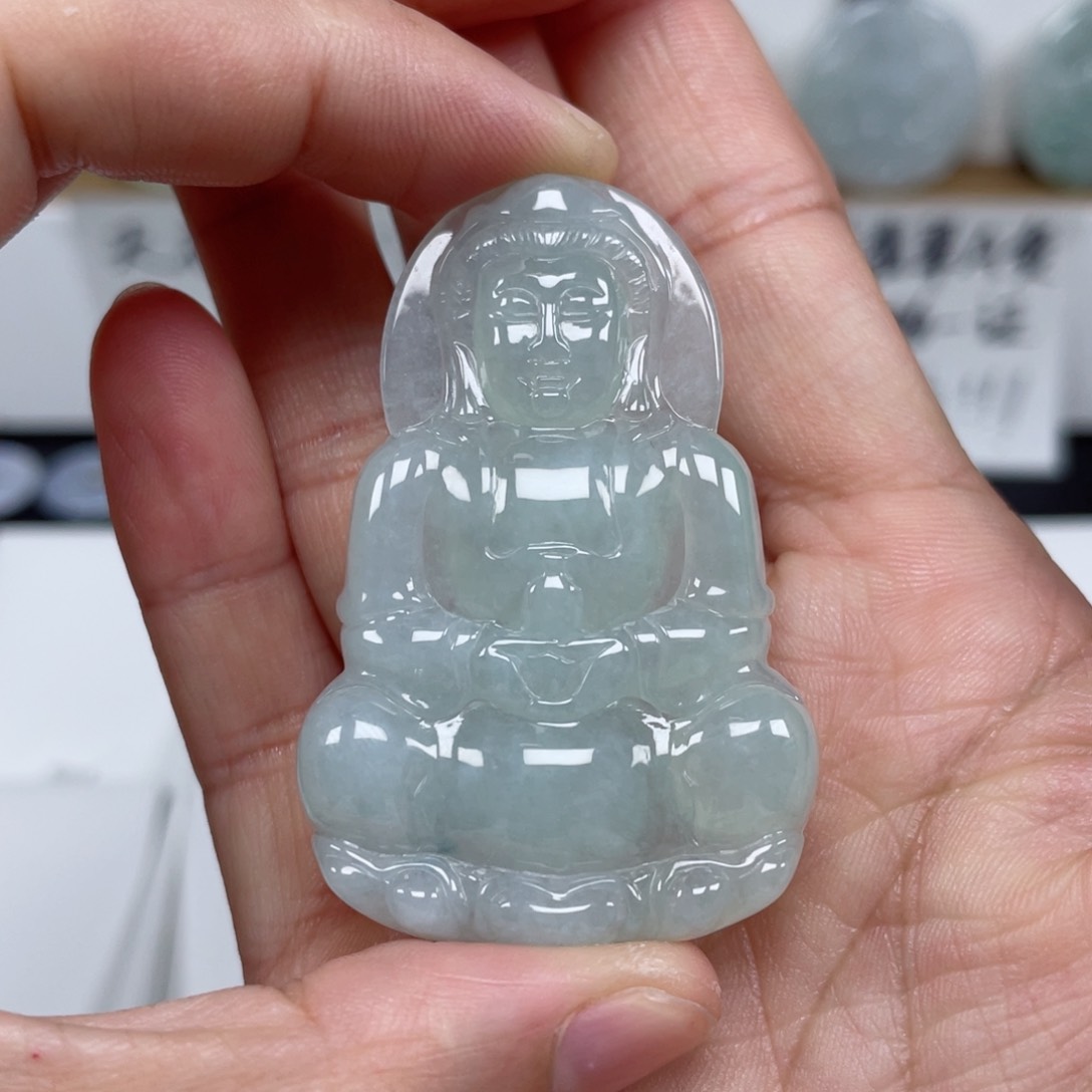 翡翠颈饰未镶嵌天然翡翠A货观音92号