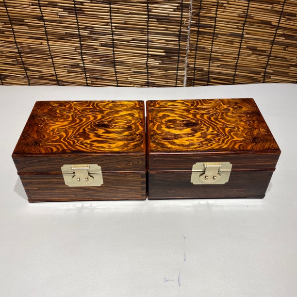 微凹黄檀收藏级精品花纹首饰盒收纳盒一对20/15/11