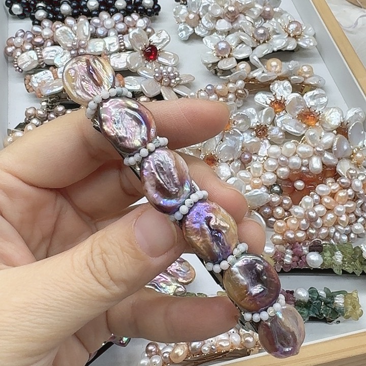 淡水珍珠发饰银S925镶嵌