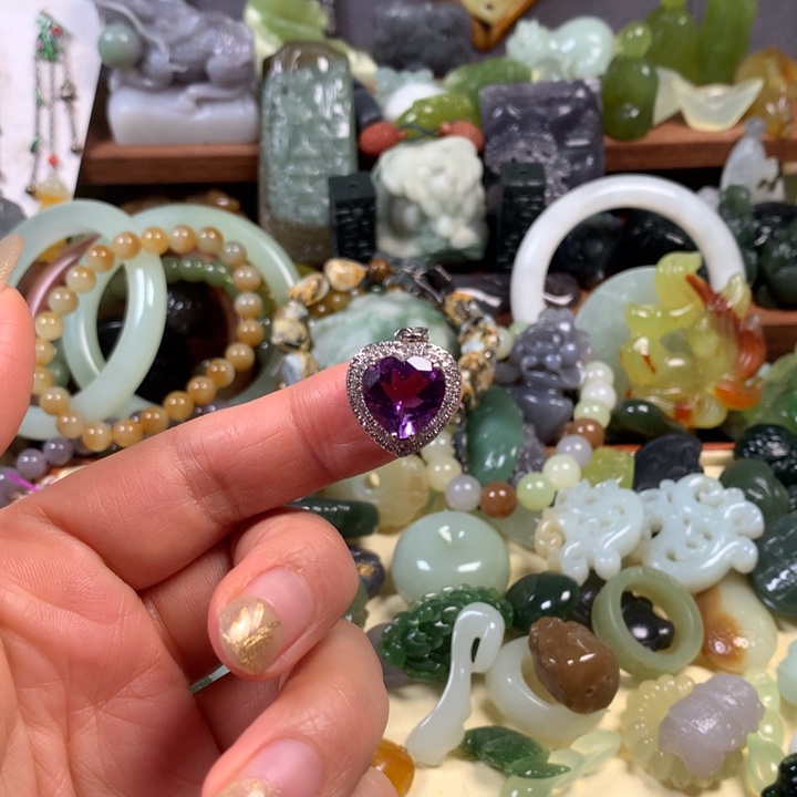 颈饰紫晶银S925镶嵌吊坠