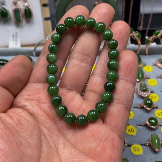 和田玉（碧玉）手链未镶嵌曳**天