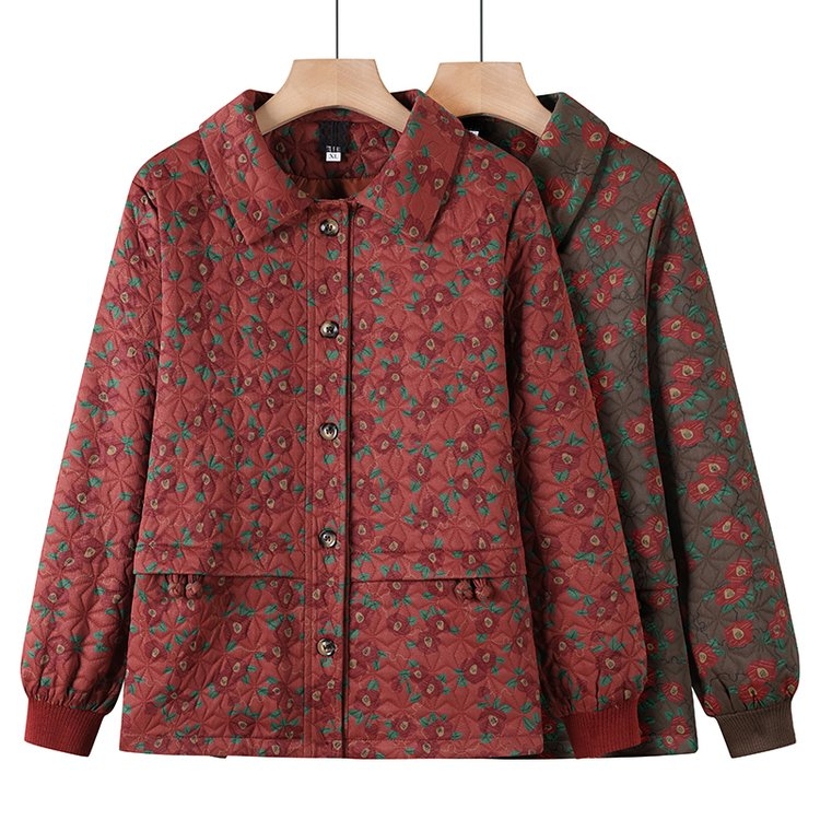 春秋新款加肥加大宽松舒适的妈妈方领短款开衫外套能穿到210斤