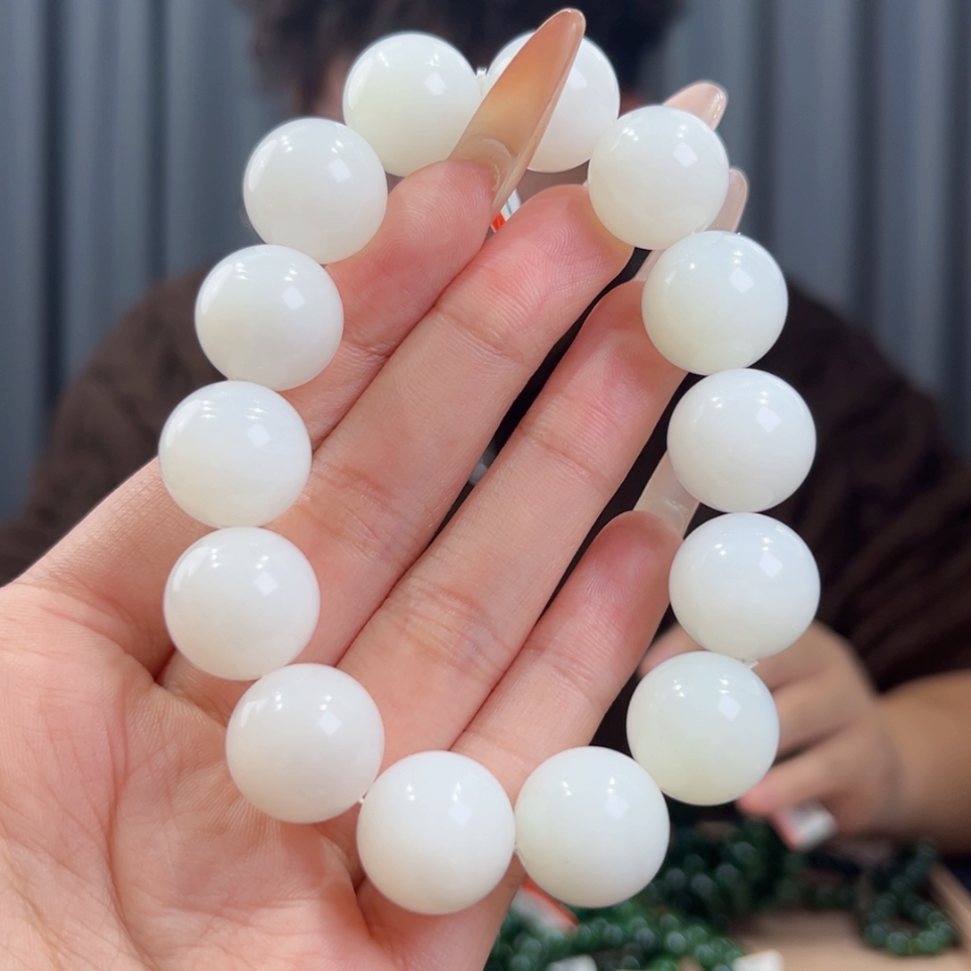 和田玉未镶嵌手串天然和田玉新疆且末天泰羊脂白玉16