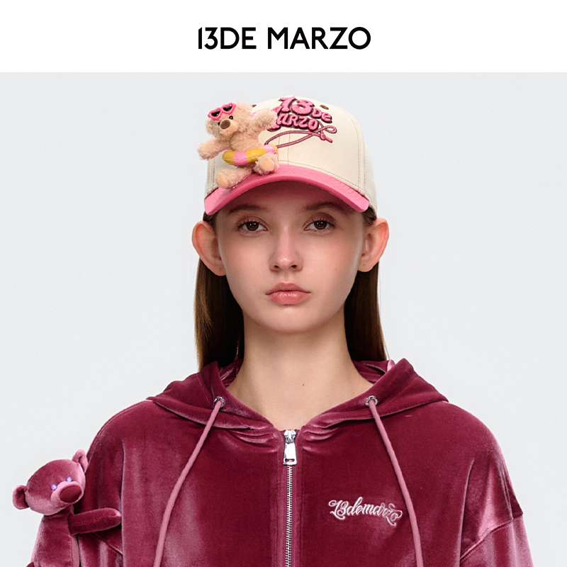 13DE MARZO男女同款 25春夏新款海岛风小熊可爱鸭舌帽遮阳帽子