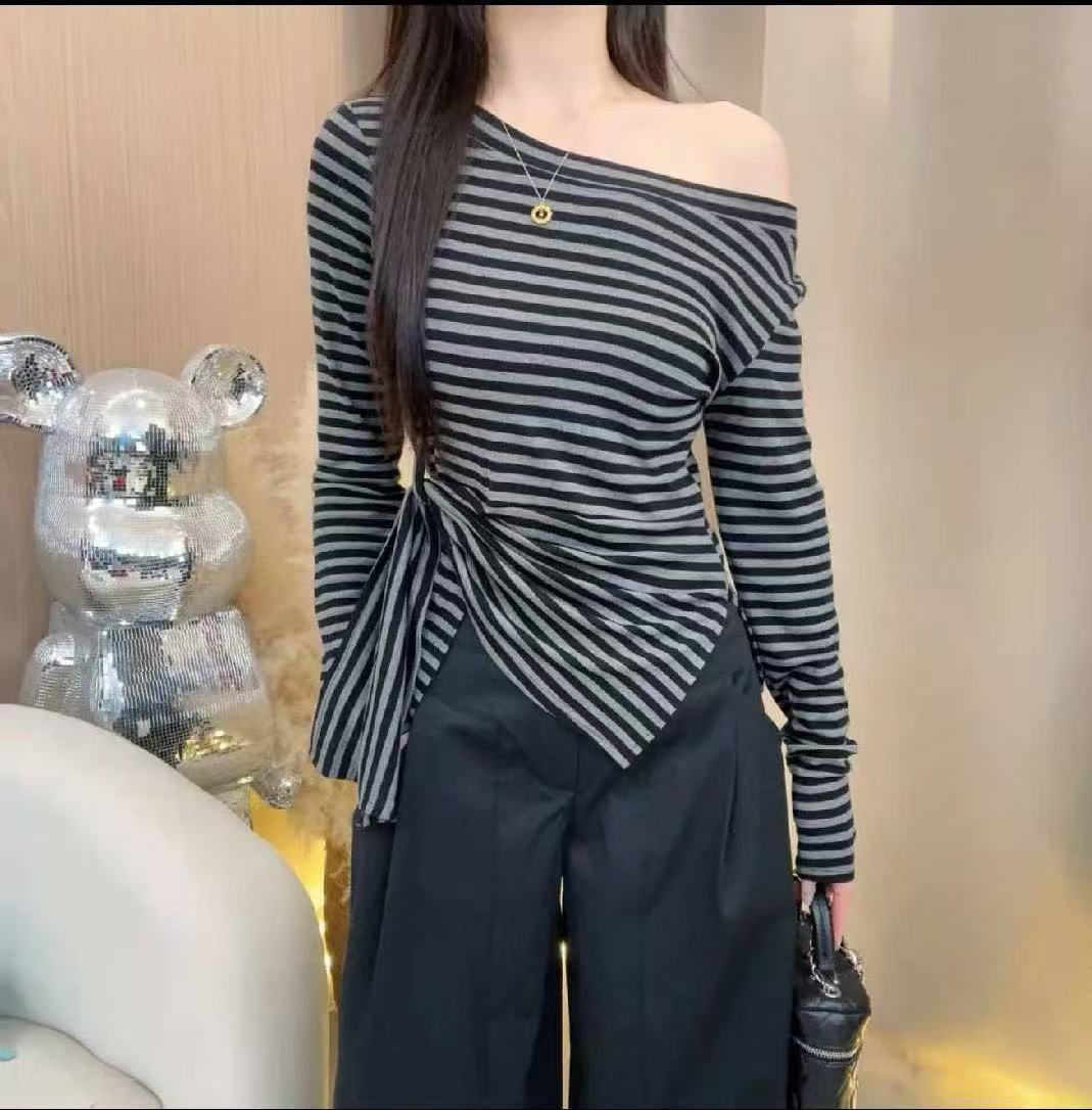 【601-700】 闺蜜辣妹修身百搭显瘦打底夏季不规则设计感纯欲风T恤