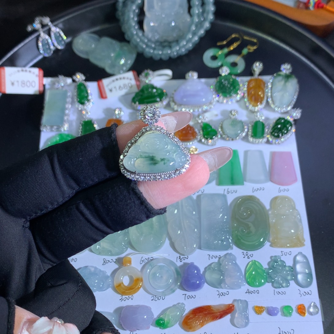 翡翠银S925镶嵌吊坠(不含链)佛公