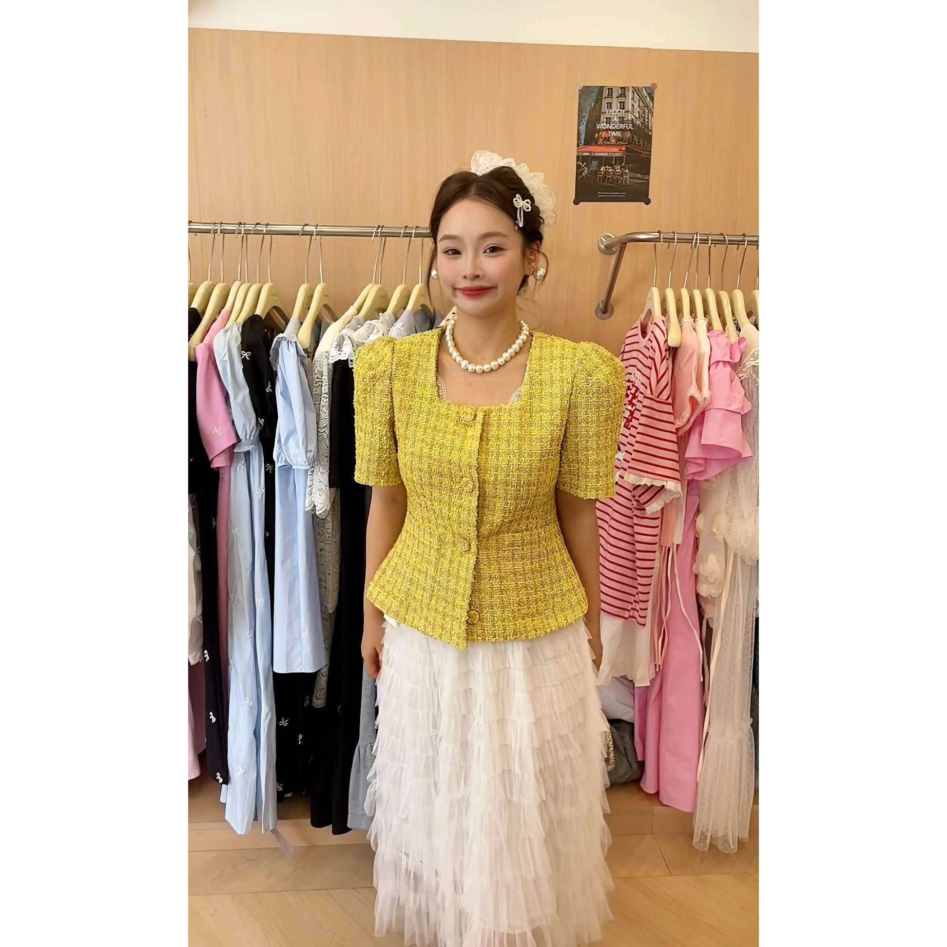 No退换小小自留款黄色沙漏小香风短袖外套