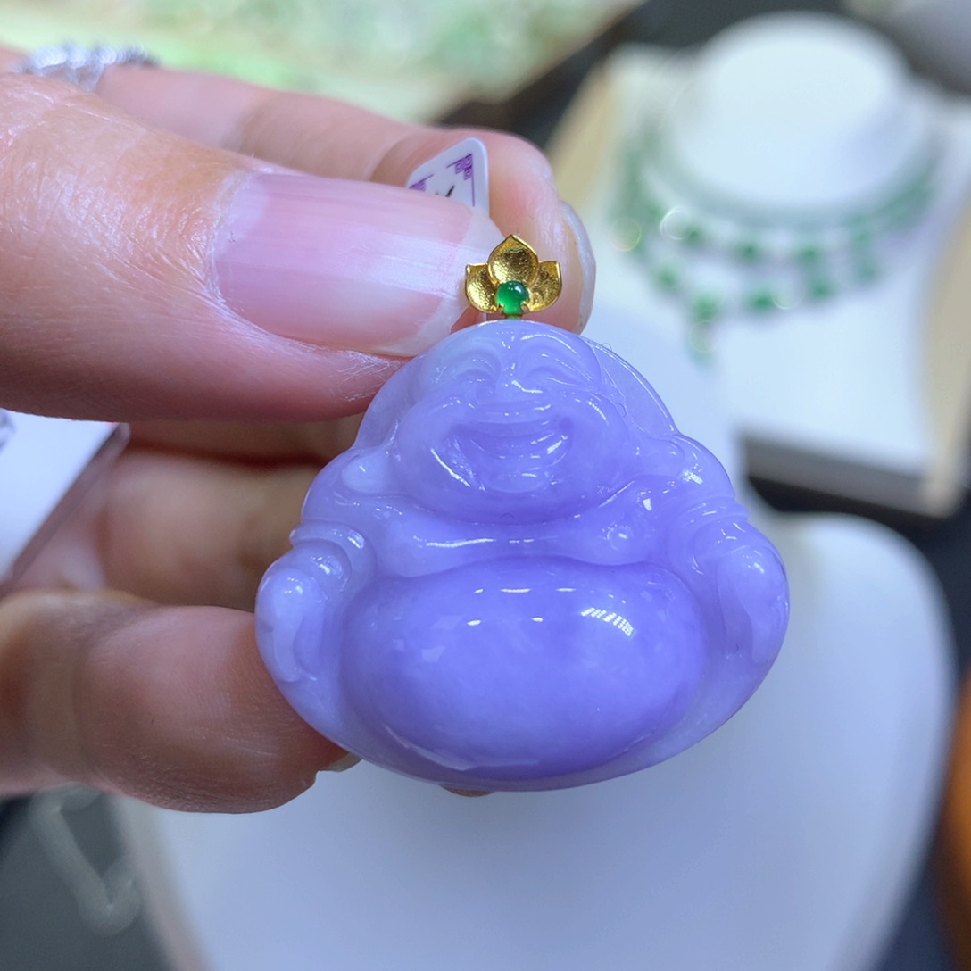 【闪购商品】翡翠颈饰18K金镶嵌翡翠吊坠项链