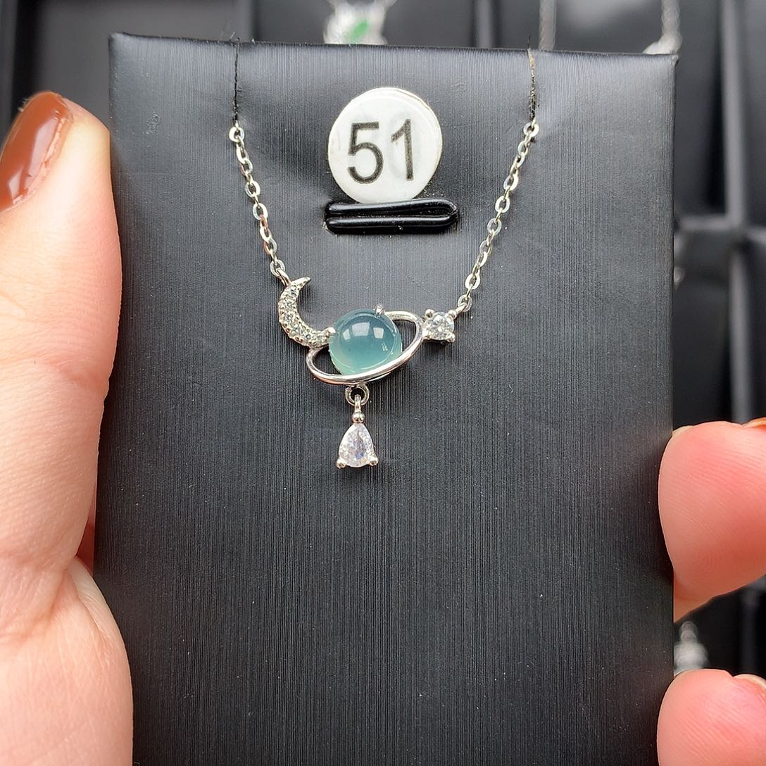 翡翠银S925镶嵌颈饰