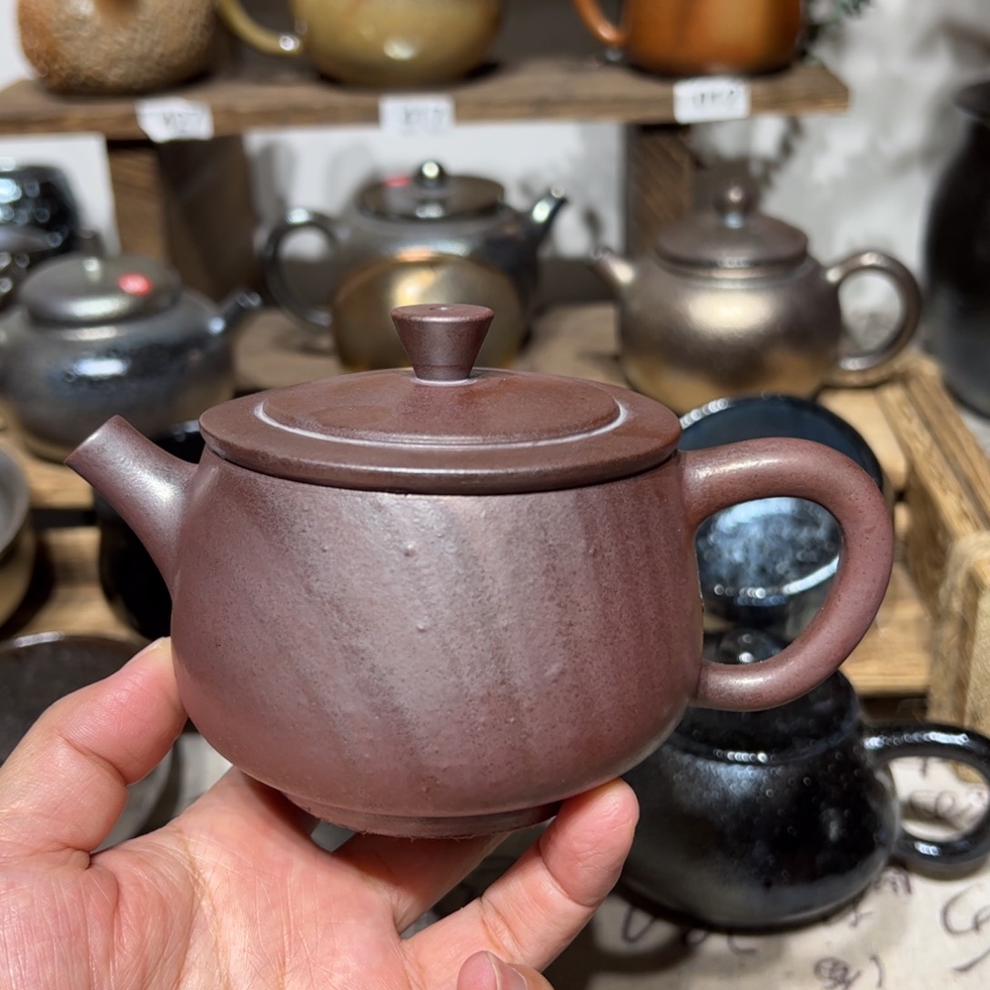 壶建水紫陶紫泥柴烧壶