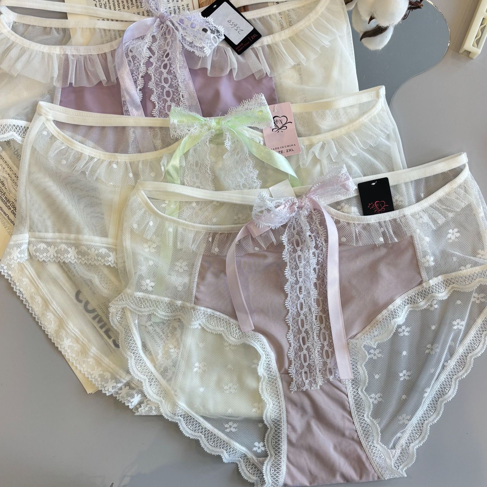 美人鱼（120-220斤）2025新款爆款女士大码内裤性感蕾丝透气高弹
