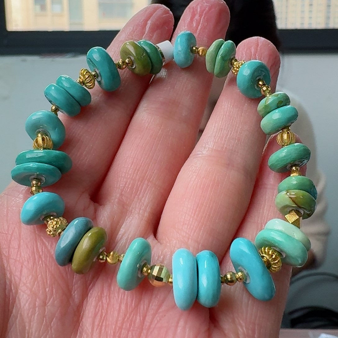 绿松石珠宝奇石18K金镶嵌