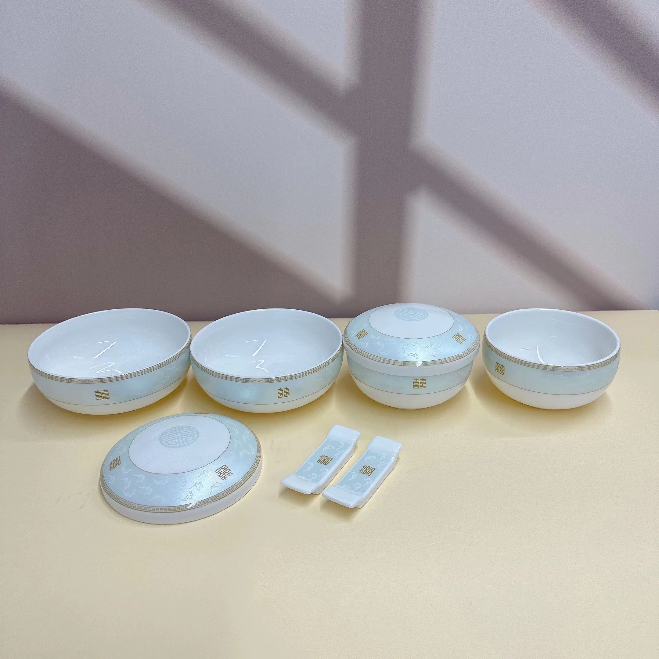 韩厨姐妹专属~韩国陶瓷盖碗韩式饭碗汤碗勺筷架青鹤~名家~