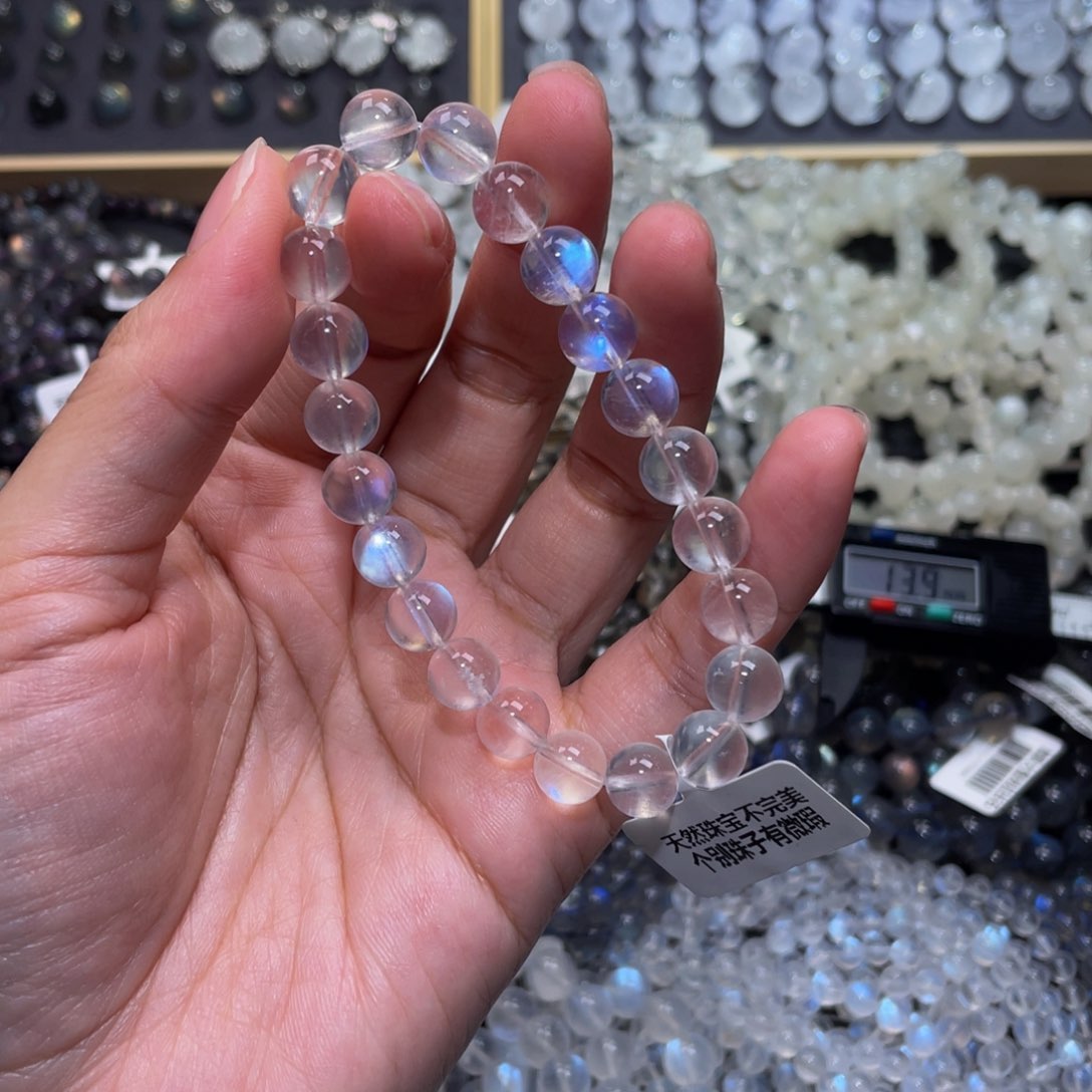 月光石手链未镶嵌小*姬蓝月光手链9.1m