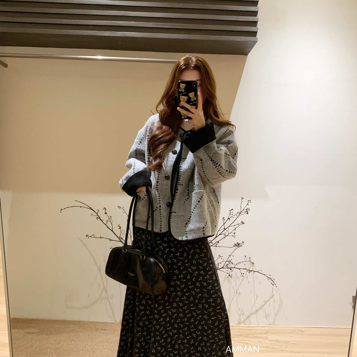 灰格呢外套｜韩系秋冬气质圆领呢子外套