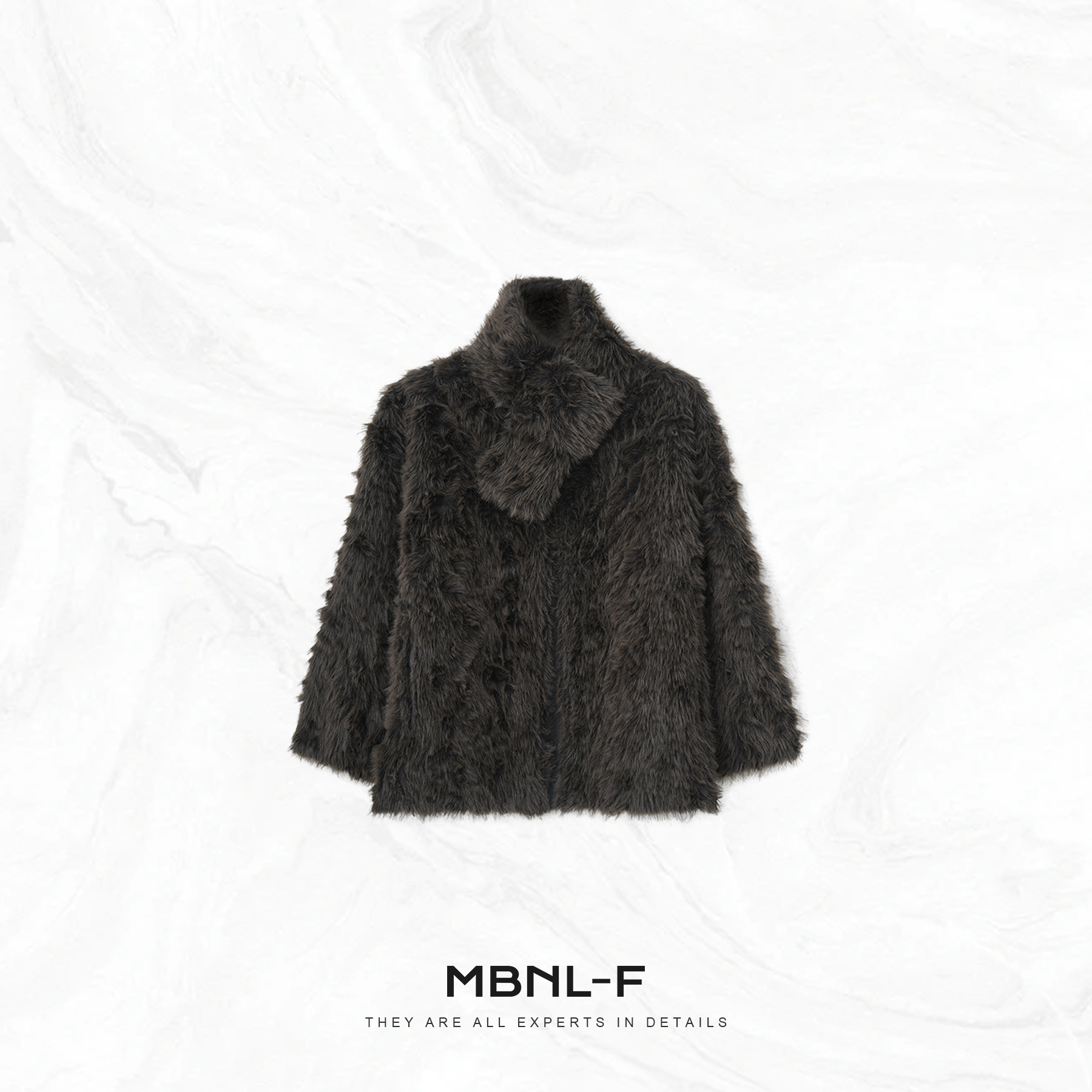 MBNL-F”iskd 定染灰褐” 双面穿卷毛感外套(配围巾)秦磊XM-XWT5658