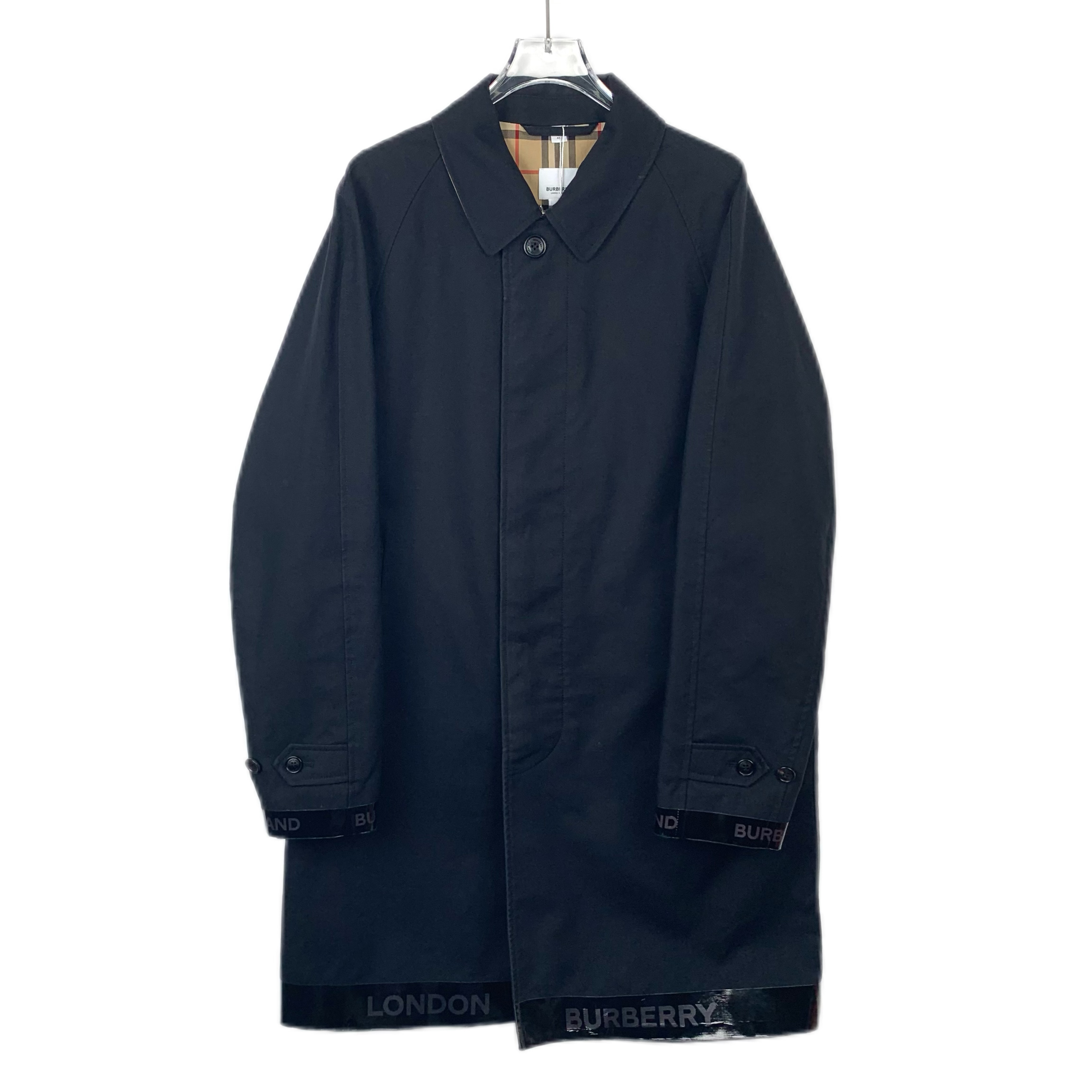X9873 Burberry博柏利 黑色logo字母外套48M码95新轻微泛白磨损