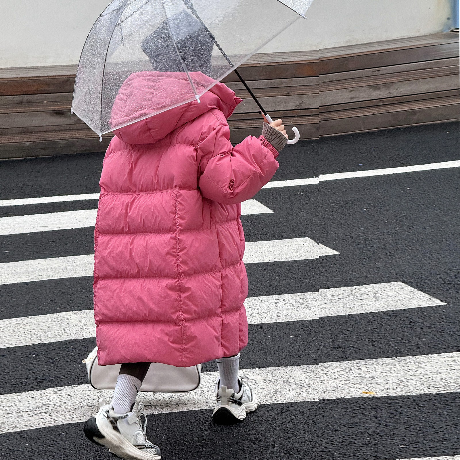 韩版儿童羽绒服新款男童女童中大童加厚连帽韩版中长款白鸭绒外套