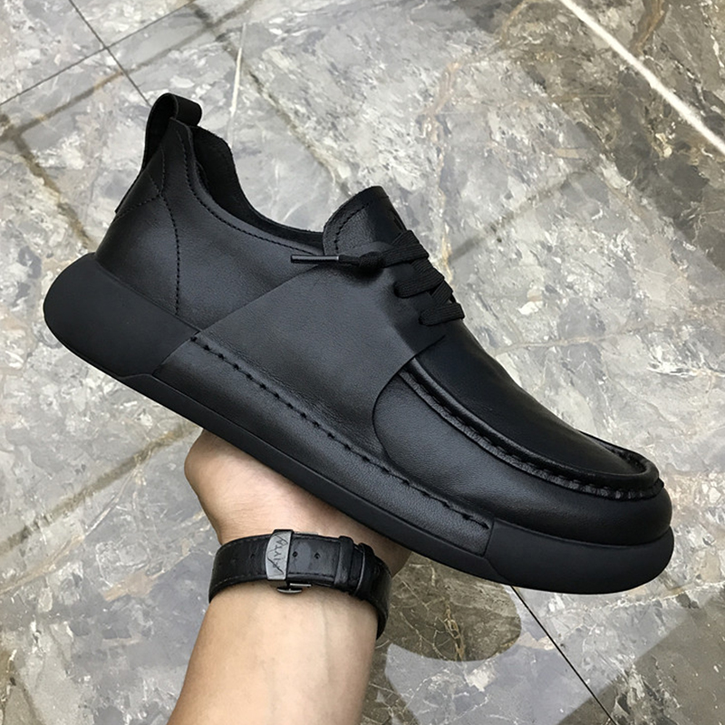 男鞋秋季新款2025鞋子黑色冬季加绒潮流舒适百搭温州真皮休闲皮鞋