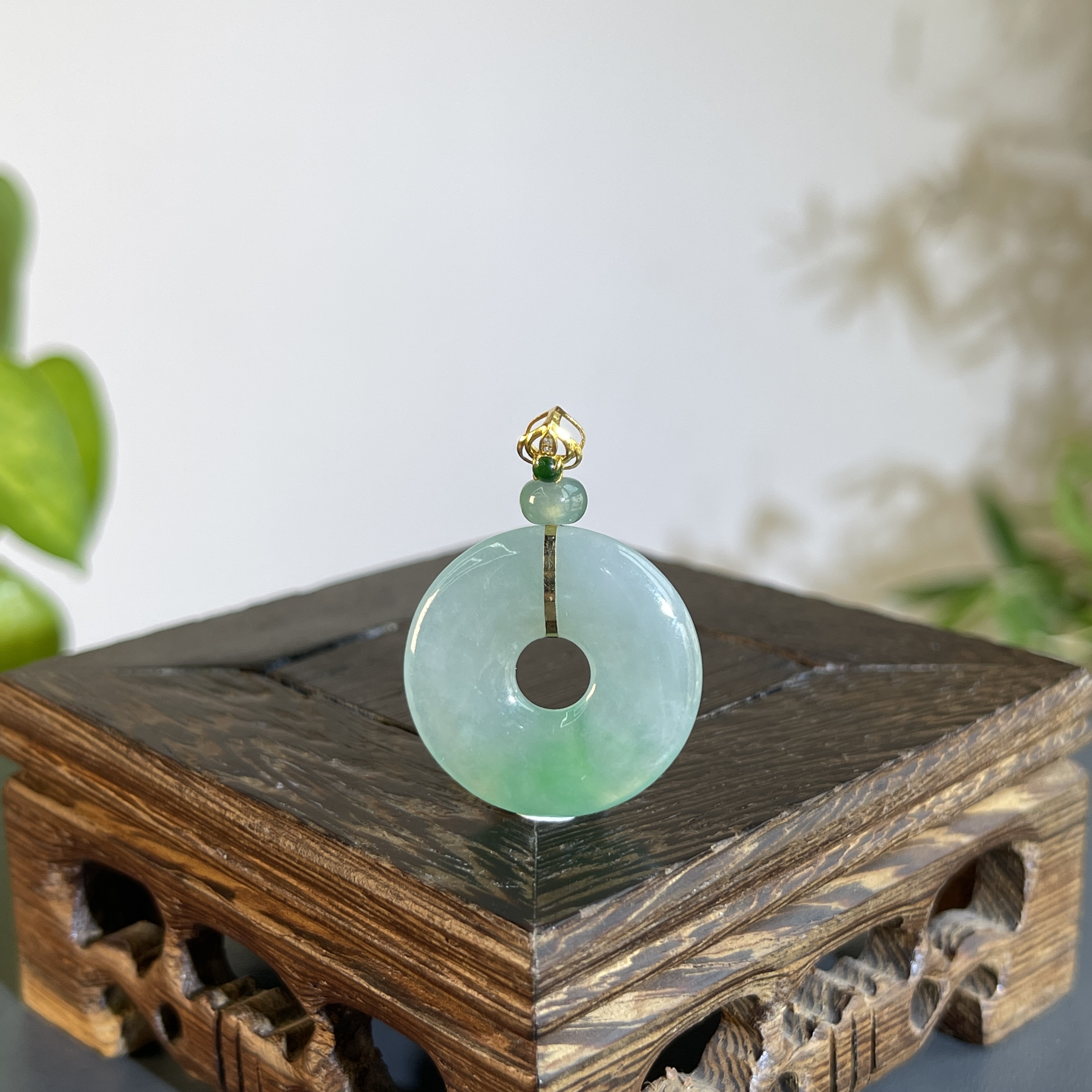 JXA23-93 天然翡翠缅甸A货 18K镶嵌甜甜圈