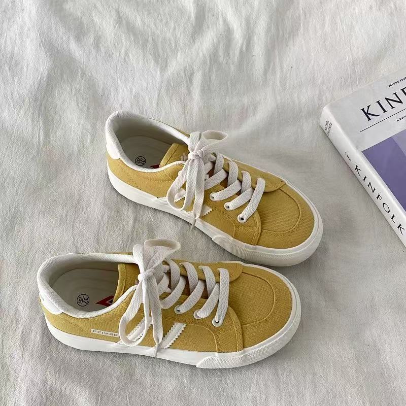 L-2536 学院风爆款帆布鞋女2025新款休闲百搭日系复古圆头板鞋