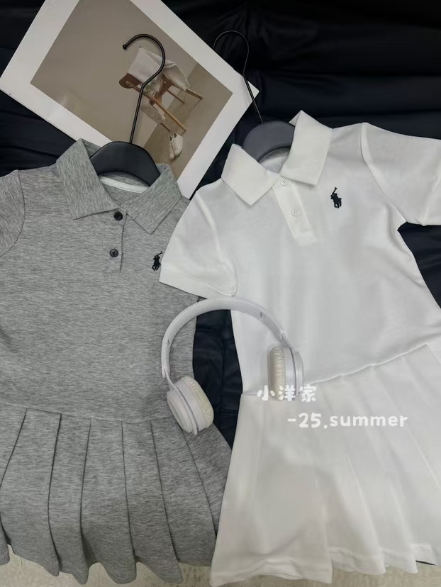 （现货）女童夏季休闲翻领短袖连衣裙小女孩棉布百褶裙子XYQXW58879