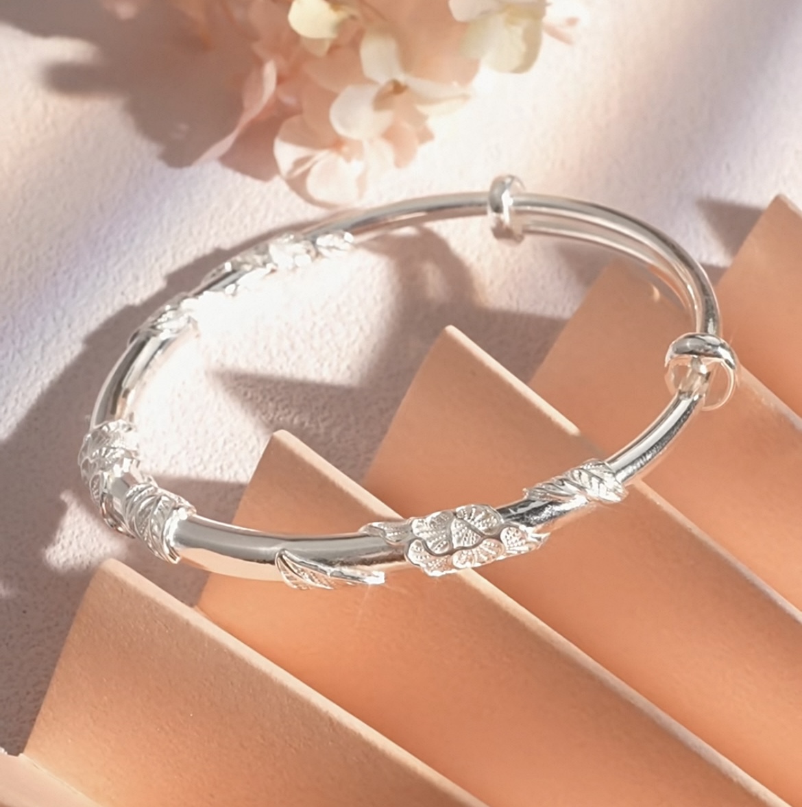 足银手镯 【推拉手镯】足银999.9 清库存带证书礼盒包装