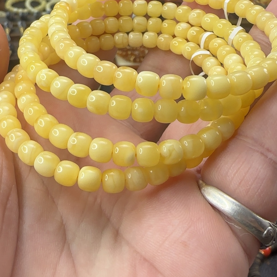 蜜蜡未镶嵌手串5.5mm老型单圈多样性发其一