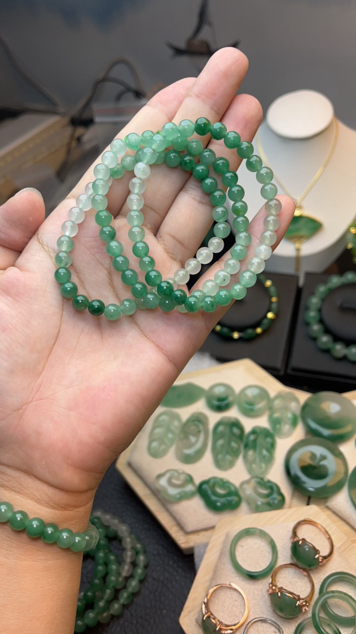 翠碧绿色渐变色糯冰色时尚女款素圈单圈