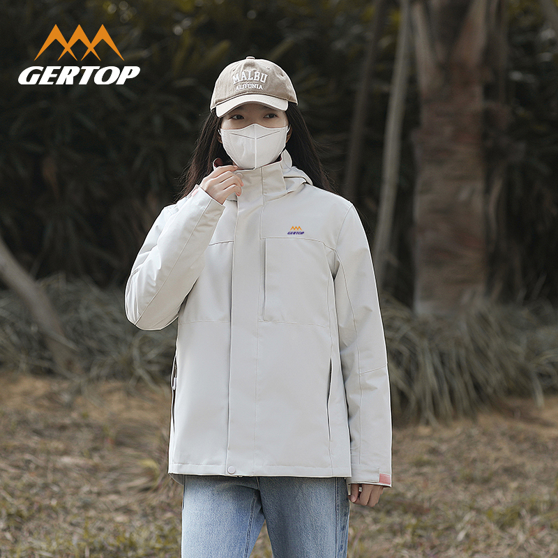 GERTOP山峰新款户外冲锋衣男女徒步防水透气耐磨登山服防风外套