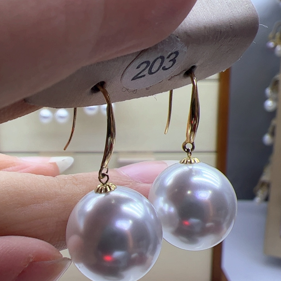 淡水珍珠耳饰18K金镶嵌