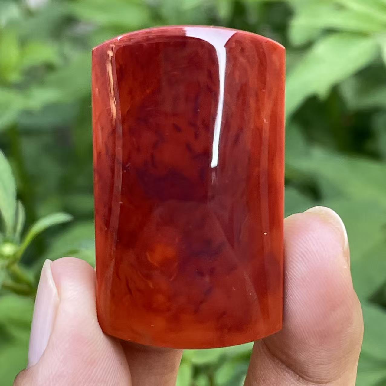 传承全品级 南红瓦西牛血妖花火焰 无事牌吊坠 41.8*24.5*10