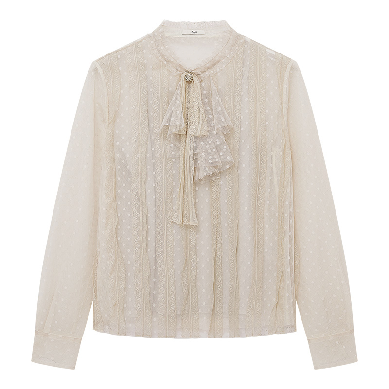 【商场同款新品】dzzit地素衬衫25春蕾丝花边网纱上衣女3J1D5014J