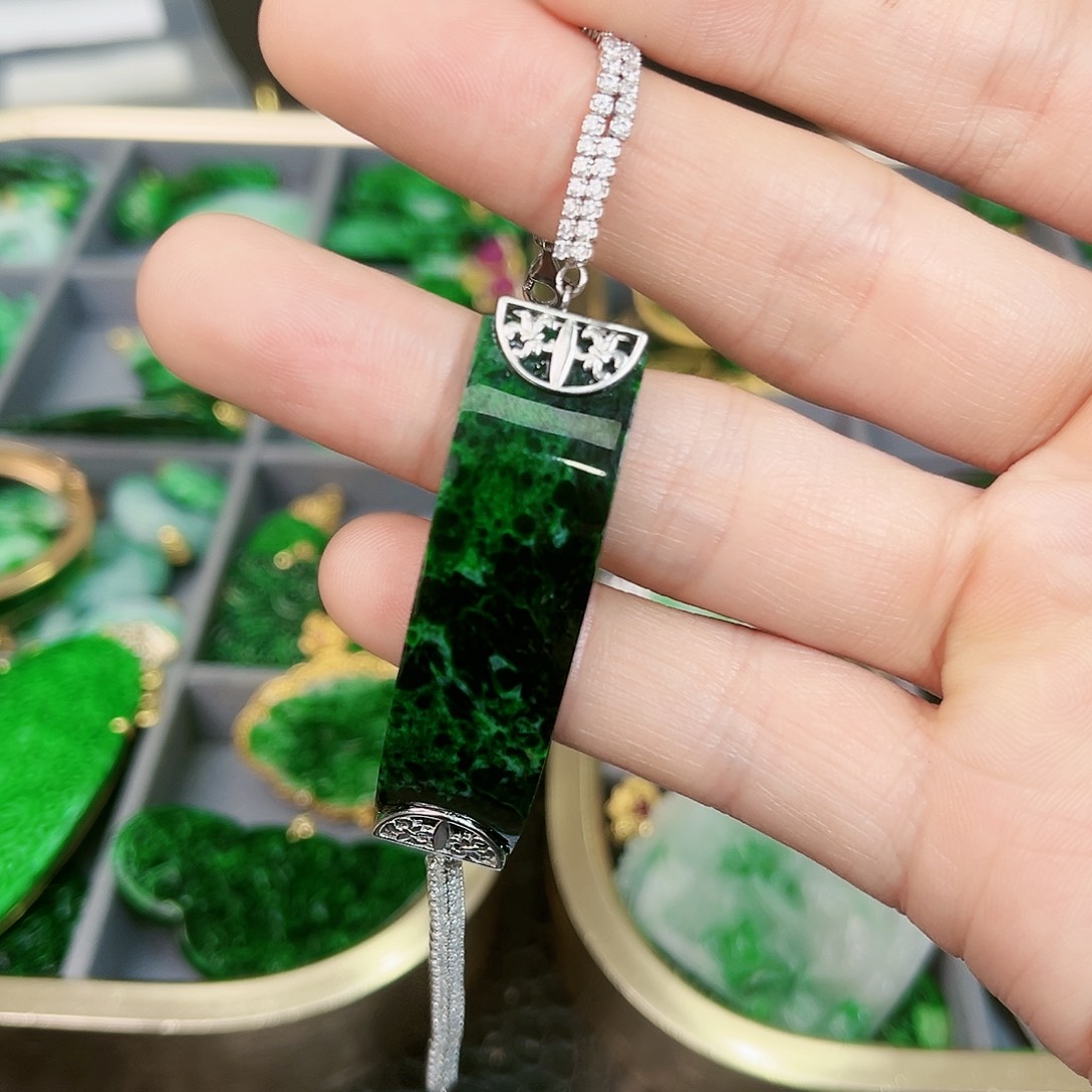翡翠手链银S925镶嵌手链