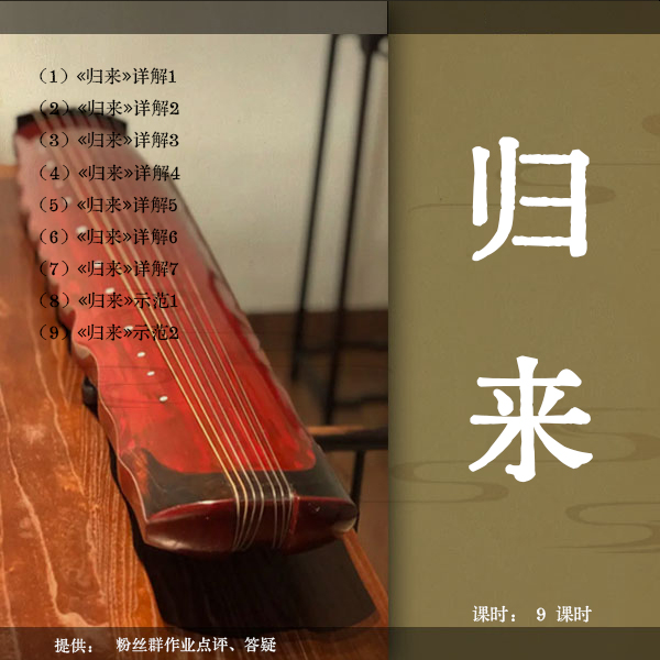 《归来》古琴移植曲视频教程（古琴铲屎官）逐句精讲 初级曲 正调