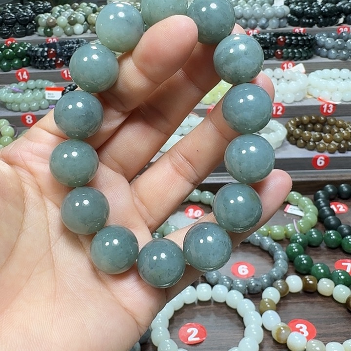 未镶嵌手链和田玉新疆且末蓝青花卡16