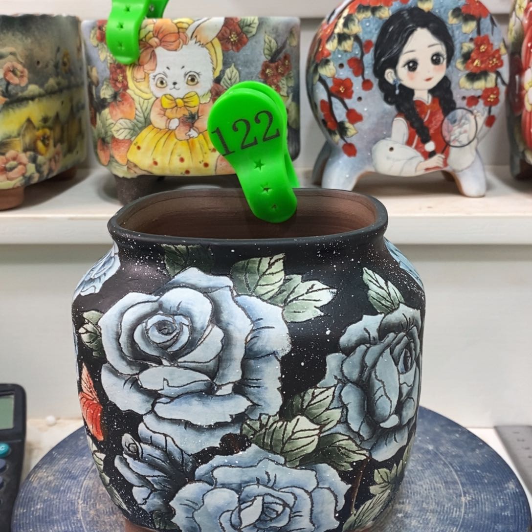 紫砂花盆水晶花盆122