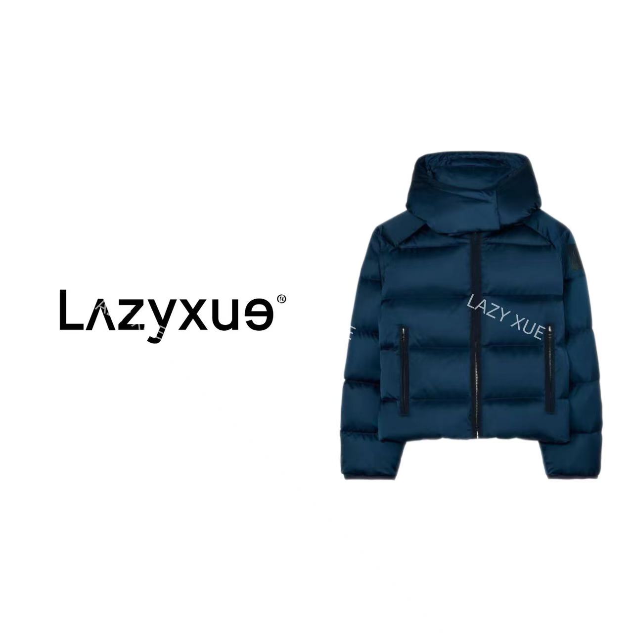 LAZYXUE薛懒懒"雪御"90鸭绒纯色立领短款宽松拉链长袖羽绒服 5239