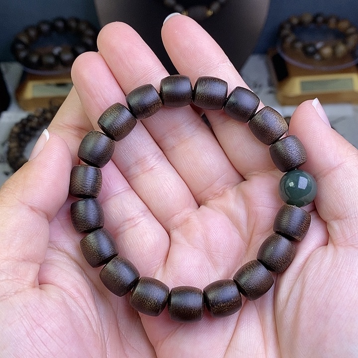 沉香手串越南芽庄白棋楠1.0桶珠