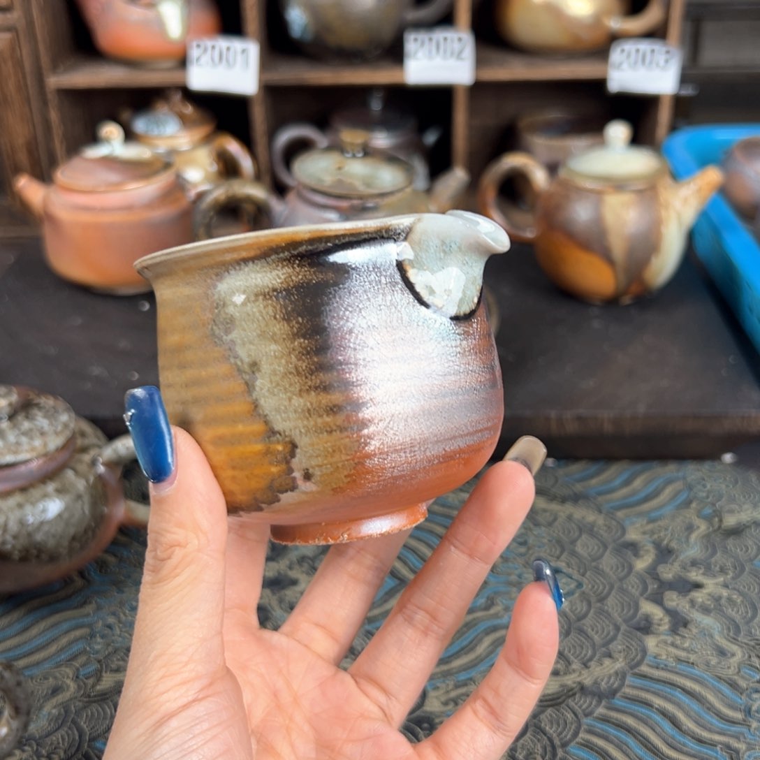 杯飘**神柴烧茶器中白公道杯