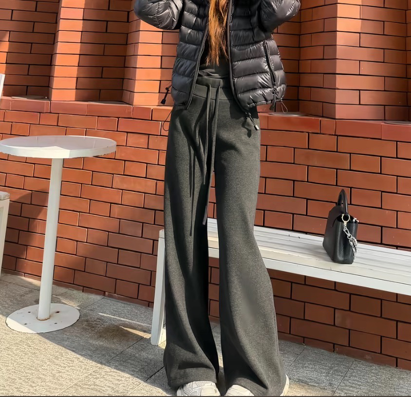 新款加绒休闲裤显瘦百搭气质高腰时尚宽松修身洋气轻奢5D1071LM