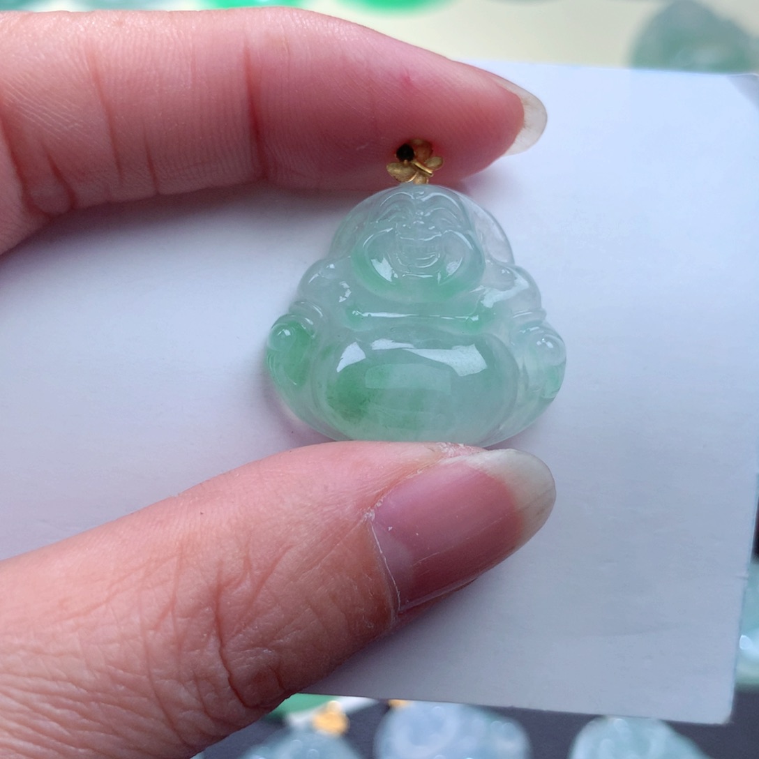 翡翠吊坠(不含链)18K金镶嵌