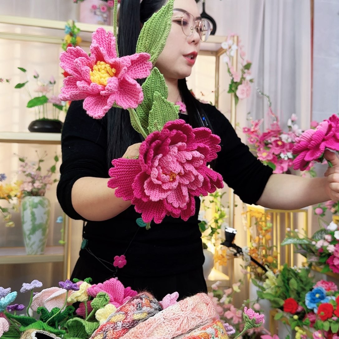纯手工钩织手工钩织设计牡丹花