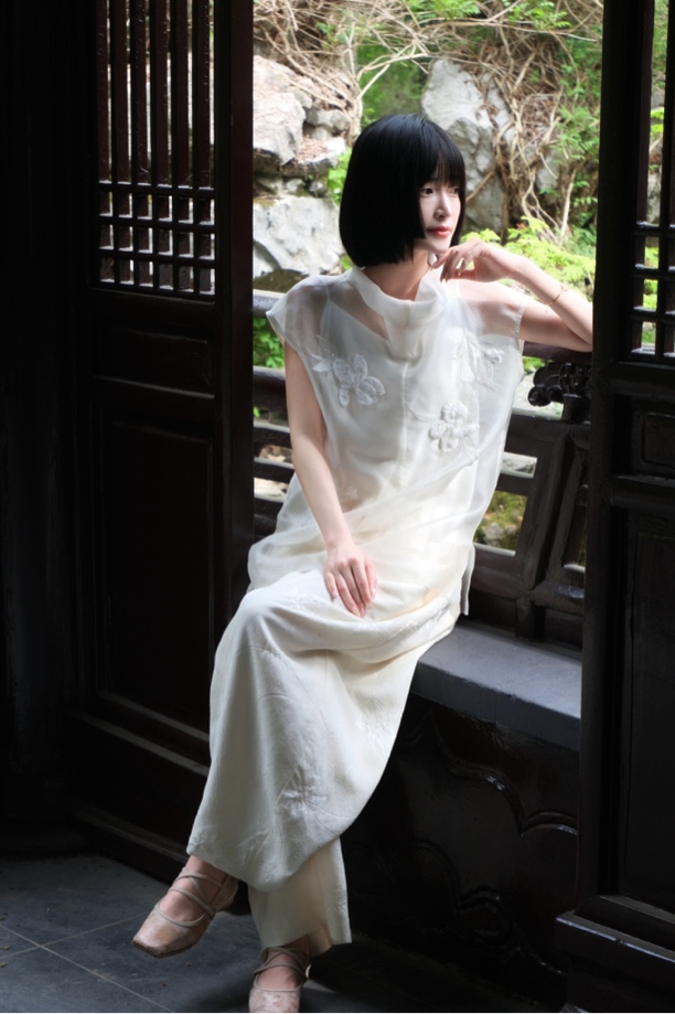 四時合序 新中式国风舒适兰花萝卜裤