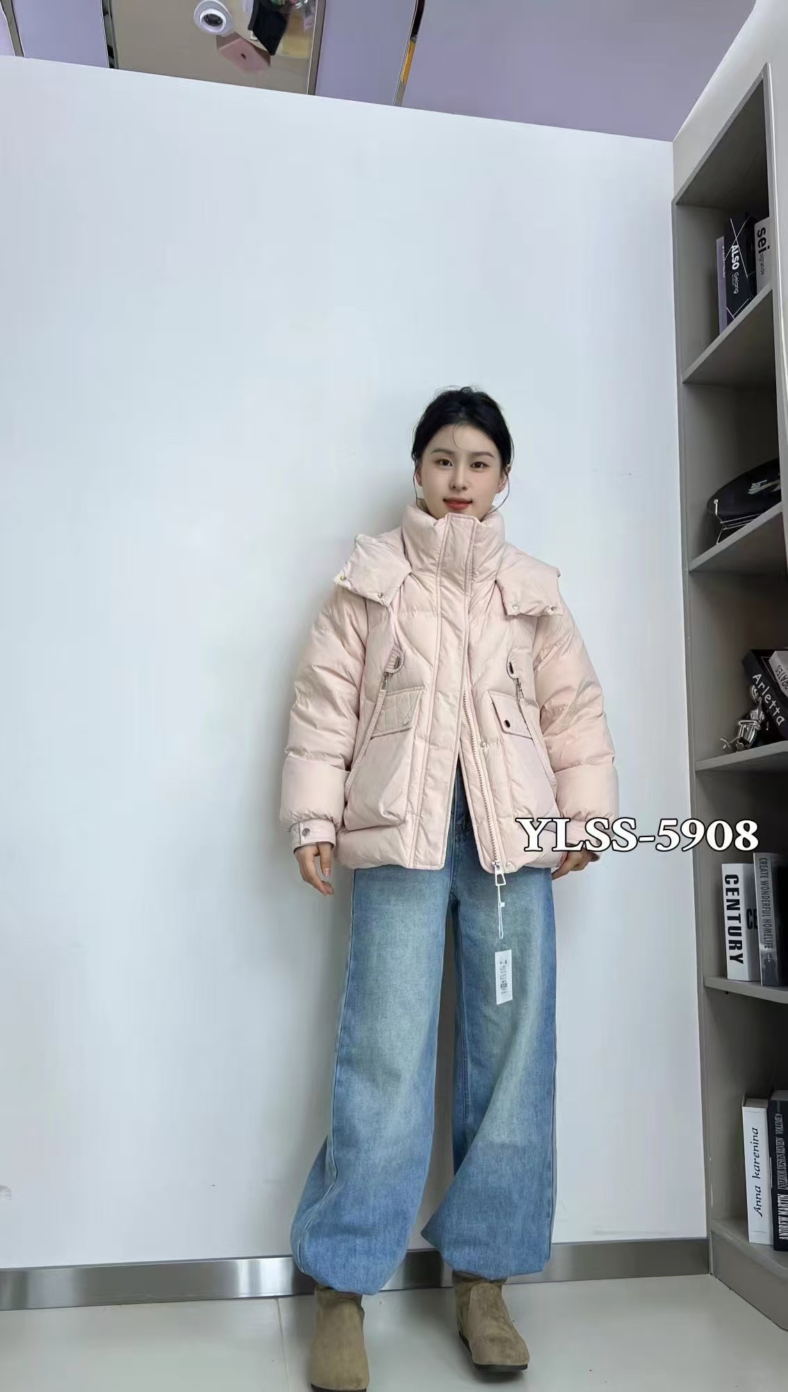 珍姐家羽羽大口袋拉链外套5908货号