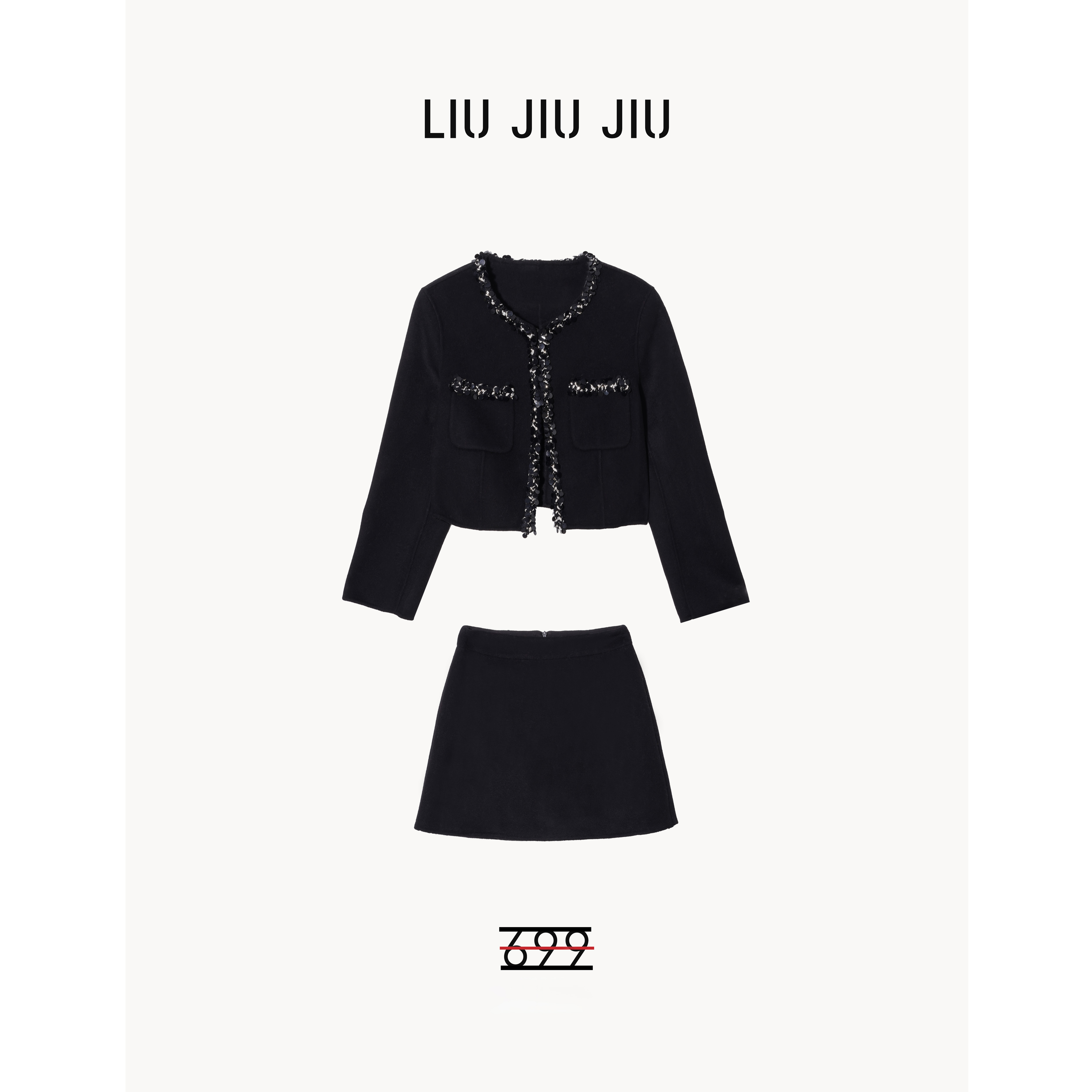 LIUJIUJIU 小香风手工亮片双面羊毛设计款时尚减龄套装TZ5118L