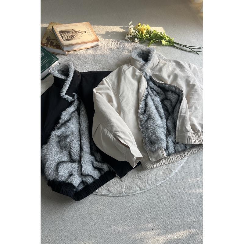 8221 狼王座山雕仿狼毛哈灵顿棉服外套加厚bomber夹克cleanfit