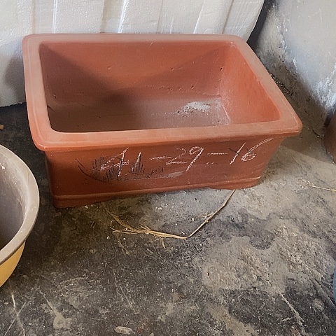 红陶中国宜兴紫砂花，