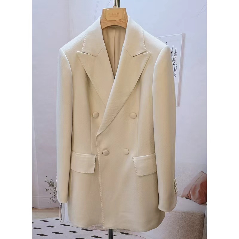 简欧力冬季西装外套女含羊毛时尚职业气质商务高级感双排扣9001